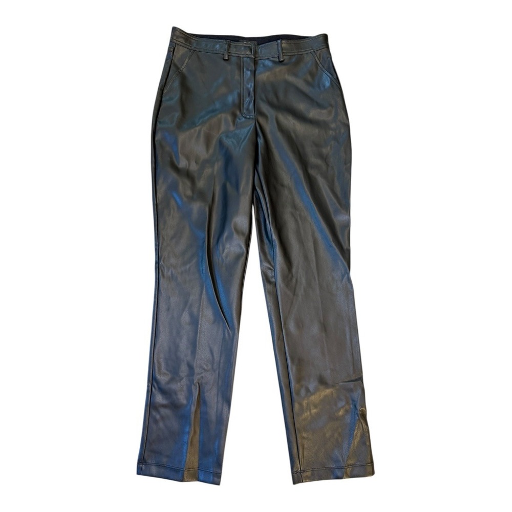 NWOT Halogen Faux Leather Pants Black Straight Leg Career Casual Size 4